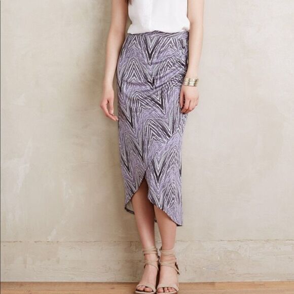 Maeve purple‎ Striped Monetta Wrapped Midi Skirt - Picture 1 of 11